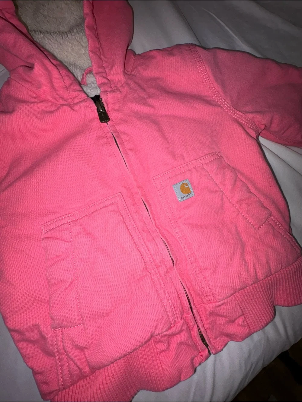 Toddler Carhartt Pink Hooded Sherpa-Lined Jacket